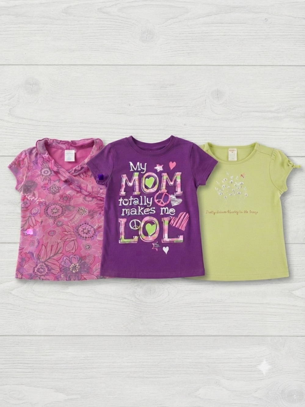 Old Navy, & Gymboree Purple, Pink & Lime Short Sleeve Tee Set.